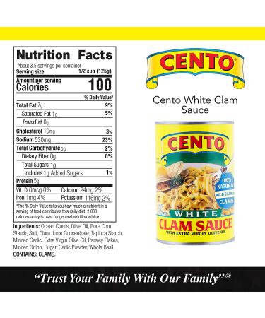 Cento Italian Style White Clam Sauce 15 oz - Pack of 6 | Authentic Recipe for Pasta - Buy Online - Buy Online on GoSupps.com