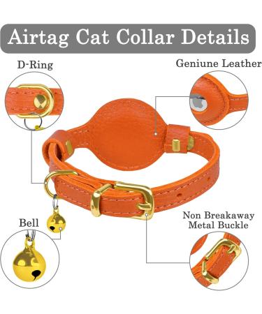 Buy Oopsdoggy Airtag Leather Cat Collar with Bells - Durable & Lightweight GPS Pet Collar for Cats & Small Dogs (Orange) - Buy Online on GoSupps.com