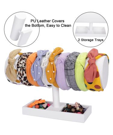 White Leather Headband Organizer Stand - 14.3 Inch Display for Baby Girls and Women - Buy Online on GoSupps.com