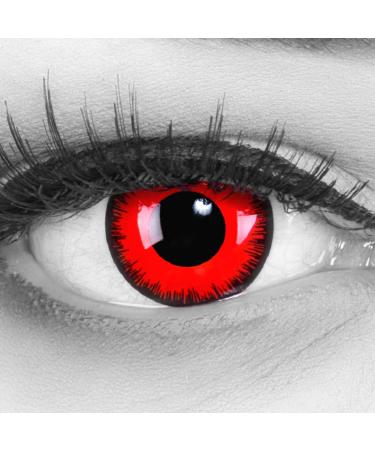 Colored contact lenses Annual lenses Meralens 1 pair of red black crazy fun red lunatic .top quality to Mardi Gras Carnival Fastnacht Halloween with contact lens container |With strength |-5.50 diopters -5.5 diopters 8.6 millimeters 14.00 millimeters 2.0