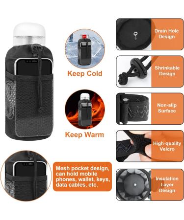 Desing Wish Insulated Bike Water Bottle Holder - 16-24oz Black Medium - Non-Slip Straps - Multiple Installation Methods - for Mountain, Road Bike, eBike, Scooter - Buy Online on GoSupps.com