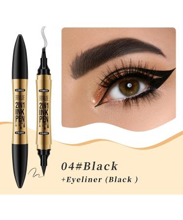 Eyebrow Pen Eyebrow 4 Tip Brow Pencil Eyebrow Pen Eyebrow Pencil Last All-Day Eyebrow Pencil with Fork Tip (Black) - Buy Online on GoSupps.com