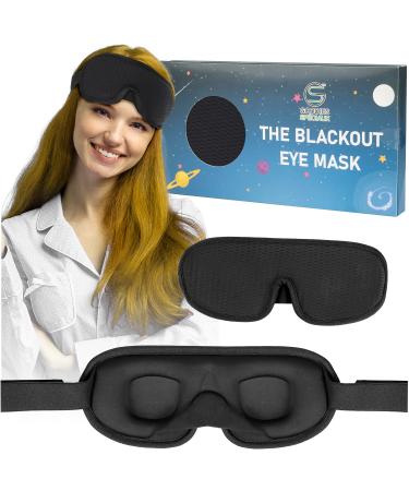 Blackout Sleeping Eye Mask - Comfort Stitched from Top Corner - New Innovative Design - Straps Angle Down 20  to Avoid Ears - Cool Mesh - Soft-Silk Feel - Contoured Eyes - Adjustable Straps - Unisex