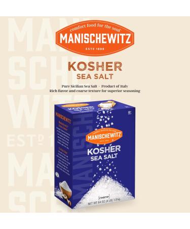 Manischewitz Natural Kosher Salt 1.8kg Box - Coarse Sea Salt from Sicily Italy - Iodine Free - Salt Grinder Refill - Buy Online on GoSupps.com