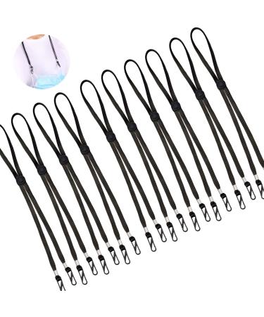 10 pieces mask holder adjustable lanyard ear hooks extension straps rubber band around the handle adjustable lanyard hygienic mask chain for adults & children (black)