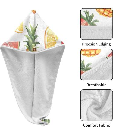 2 Pack Colorful Hair Towels - Super Absorbent Pineapple Grapefruit Strawberry Quick Dry Turbans for Women & Girls - Buy Online on GoSupps.com