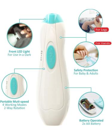 Jaybva Electric Baby Nail File Trimmer - Safe Clippers Set for Newborns & Toddlers - Automatic Cutter Kit for Fingernail and Toenail Care - Light Green - Buy Online on GoSupps.com