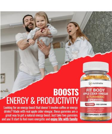 Apple Cider Vinegar Gummies with Turmeric - 1250mg for Healthy Weight, Energy, Gut & Digestion - Ginger, B12, Black Pepper & Pomegranate - Detox & Cleansing Support - Buy Online on GoSupps.com