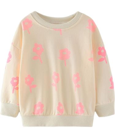 Girls Cotton Sweatshirt with Flower Design | Long Sleeve Pullover for Toddlers (3-4 Years) | Casual Jumper for Girls Age 1-12 | Top Quality Kids T-Shirt - Buy Online on GoSupps.com