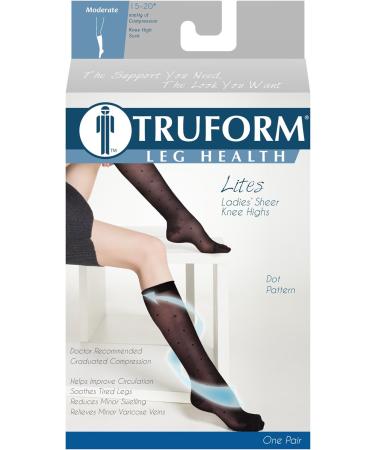 Truform Sheer Compression Stockings for Women - 15-20 mmHg Knee High Length Dot Pattern Nude Small (2 Pairs) - International Shipping Available - Buy Online on GoSupps.com