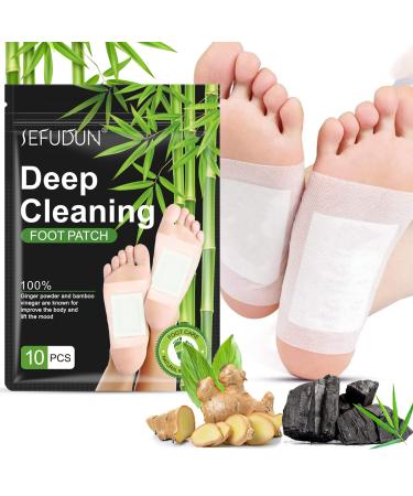 10PCS Deep Cleansing Foot Pads, Foot Detox Pads, for Relieve Stress, Improve Sleep and Relaxation, Natural Bamboo Vinegar Premium Ingredients Combination for Foot and Body Care 10 Pcs