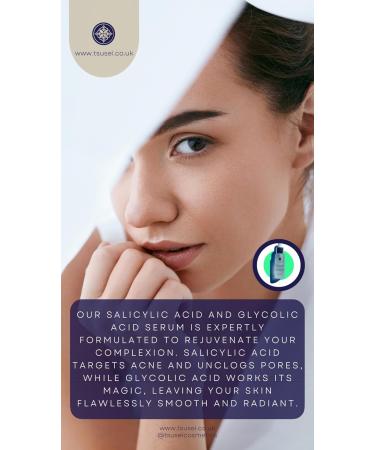 SALICYLIC ACID SERUM for face with Glycolic Acid by TSU:SEI. Tackles and Treats Breakouts Blemishes Spots and Adult Acne. 100% Organic Serum For Face. Cruelty-Free Skin Care. 30ml. - Buy Online on GoSupps.com