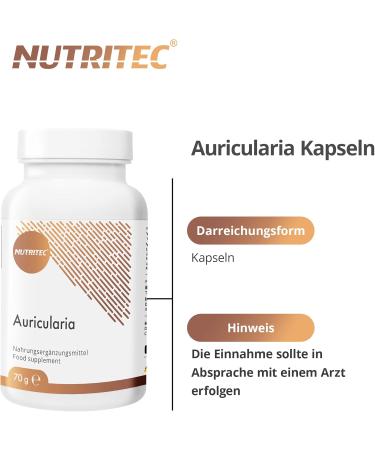 Nutritec Auricularia Vital Fungus 120 Capsules - Vegan Dietary Supplement with Judas Ear Powder & Acerola Extract - No Additives International Shipping - Buy Online on GoSupps.com