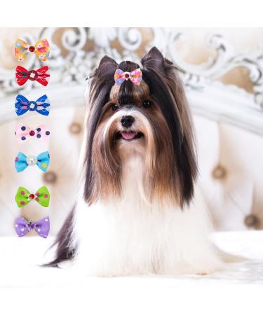 HOTKMB Dog Hair Bows 50 Pieces Pet Hair Bows with Elastic Rubber Bands Doggy Kitten Topknot Attachment for Long Hair Small Dog Cat Puppy Hair Bows Colors Randomly - Buy Online on GoSupps.com