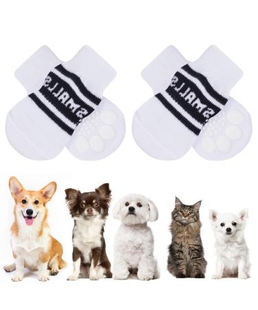 Auauy indoor anti-slip socks for dogs and cats pet socks dog socks anti-slide paw protection and traction thanks to silicone gel 2 sizes for small-medium animals (black and white l) #6