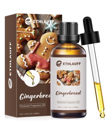 Gingerbread Fragrance Oil 100ml Bakery Essential Oil for Diffusers for Home Candle Scented Oils for Soap Making Bath Bombs Massage -3.38FL.OZ Gingerbread 3.38 Fl Oz (Pack of 1)