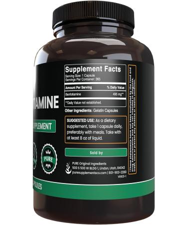 365 Capsules Benfotiamine Supplement - Pure Ingredients, Lab Verified, No Fillers - 365 Count - Buy Online on GoSupps.com