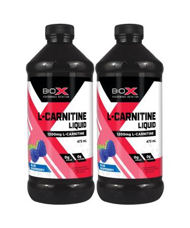 BioX L-Carnitine Liquid 1200mg | Bioavailable L Carnitine Tartrate | Stimulant Free Liquid Shots Performance Muscle Recovery Metabolism Support | Sugar Free No Calories | Blue Raspberry | 32 Servings 473mL (Pack of 2) 473 ml (Pack of 2)