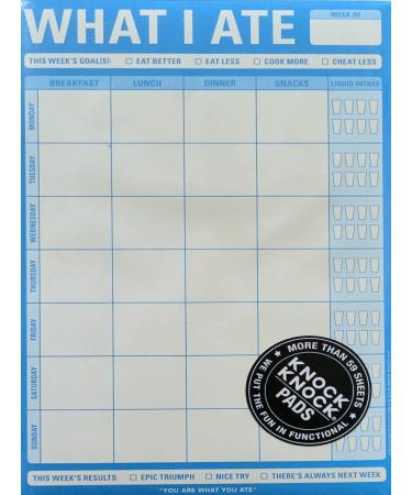 Knock Knock What I Ate Notepad Food And Liquid Drink Tracker (Blue)