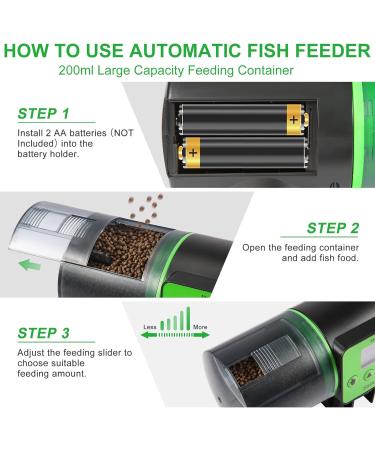 Castaroud Automatic Fish Feeder Fish Food Dispenser Auto Timer Aquarium Tank Turtle Feeder Smart Programmable Digital LCD Large Capacity Auto Fish Feeder for Fish Turtle - Buy Online on GoSupps.com