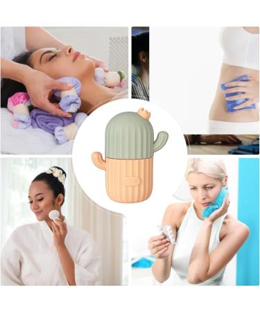 Neflum Cactus Ice Roller & GUA-SHA Facial Tools | Beauty Skin Care | Cryotherapy for Swelling Relief | Food-Safe Silicone | Beige/Blue - Buy Online on GoSupps.com