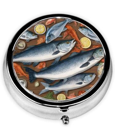 Fishing Bait Printed Mini Round Pill Box | 3 Compartment Medicine Organizer | Portable Travel Pill Case for Home & Office - Buy Online on GoSupps.com