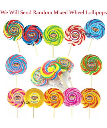 Candy Pops Large Wheel Mixed Lollipops 75g - Party Bag Sweets Cake topper - Assorted Flavours & Colours Wheel Lollipops (3 x Mixed Lollipops) - Buy Online on GoSupps.com