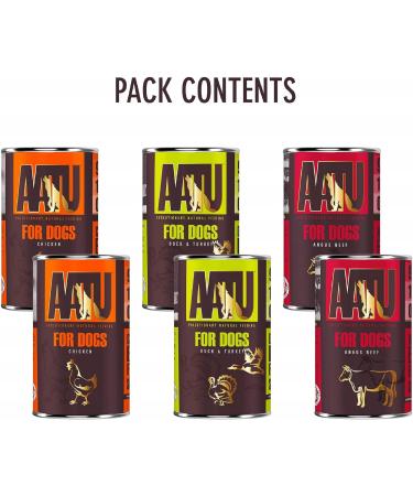 AATU Adult Dog Food Wet Tins - Variety Pack (6x400g) - Grain Free Recipe with No Artificial Ingredients - Good for Low Maintenance Feeding Single - Buy Online on GoSupps.com