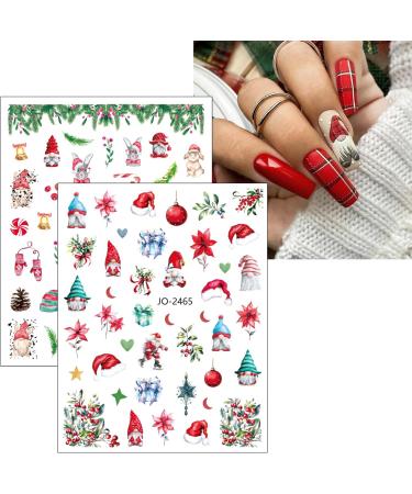 Christmas Nail Stickers 9 Sheets Self-Adhesive Nail Decal Gnome Rabbit Nail Art Decoration Design Supplies - Buy Online on GoSupps.com