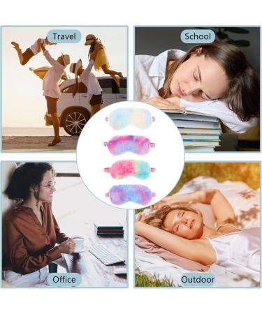 4 Pieces Plush Eye Mask Set - Soft Furry Rainbow Sleeping Blindfold for Women Kids & Teens - Comfortable Travel & Nap Accessories - Buy Online on GoSupps.com