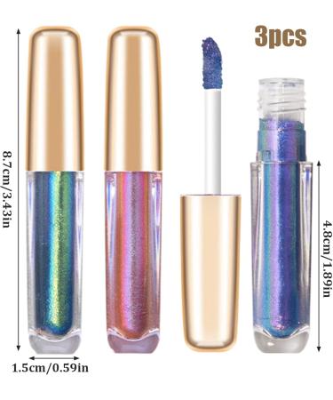Glitter Eyeshadow Liquid 3PCS Makeup Waterproof Metallic Multichrome Eyeshadow Highly Pigment Holographic Eyeshadow Long Lasting Chrome Eyeshadow 2 - Buy Online on GoSupps.com