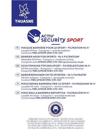 Thuasne Activ Security Sport Mask - ko-Tex Washable Fabric Ergonomic & Breathable for Daily & Sports Use - International Shipping Available - Buy Online on GoSupps.com