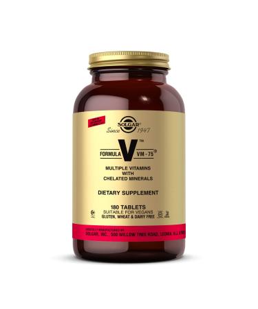 Solgar Formula V VM-75 Multiple Vitamins with Chelated Minerals 180 Tablets