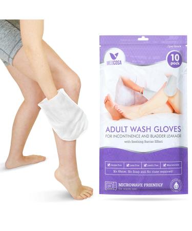 Medcosa Adult Washgloves for Incontinence | Glove Shaped Unique Disposable Body Wipes | Unscented, Premoistened Wet Wipes, with Barrier Cream & Dimethicone - 1 Pack (10 Gloves) 10 Count (Pack of 1) - Buy Online on GoSupps.com