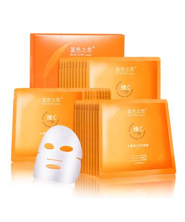 BLUE LOVE 10Pcs Five Vitamin C Facial Mask for Women Skin Care Deeply Moisturizing&Firming Facial Sheet Masks Daily Facial Mask with Vitamin C to Skin