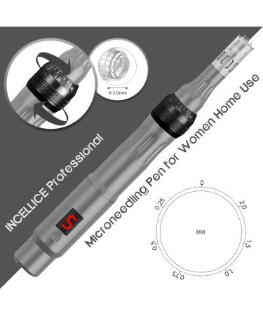 Derma Pen Hair Beard Growth INCELLICE Microneedling Pen 0.25-2.0mm Adjustable 5 Speeds Wireless Use Professional Electric Beauty Pen for Face Skin Care with 2 Replacement Cartridges and USB Charger Dermapen P40-Gery - Buy Online on GoSupps.com