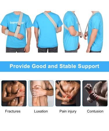 Supregear Adjustable Arm Sling Shoulder Brace - Lightweight Support for Shoulder Injury - Grey, Size S - Buy Online on GoSupps.com