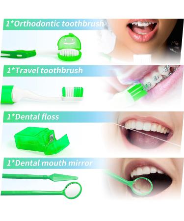 Annhua 8 Pcs Orthodontic Care Kit for Braces - Portable Cleaning Tools with Interdental Brush, Ortho Wax, Floss & More - Green - Buy Online on GoSupps.com
