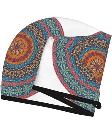 Mandala Hair Towel Wrap - Quick Drying Hair Turban with Button | Perfect Hair Drying Solution - Buy Online on GoSupps.com