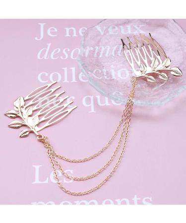 Inilbran Boho Leaf Chain Comb Gold Chain Tassel Hair Comb Barrette Olive Branch Side Comb Headpiece Vintage Leaf Hairpiece Comb Multilayer Tassel Chain Leaf Hair Clip for Women and Girls - Buy Online on GoSupps.com