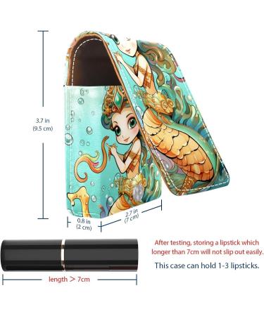 Travel Lipstick Organizer Case - Portable Makeup Bag with Mirror | Cute Mermaid Sea Horse Design - Buy Online on GoSupps.com