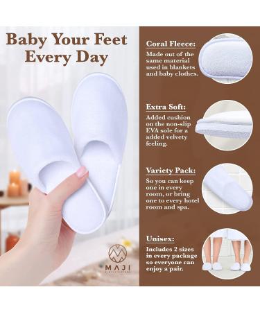 Maji Simply Joyous Spa Slippers - Bulk Pack of 6 Pairs with Travel Bags | Non-Slip Hotel Slippers for Women and Men - Medium and Large Sizes - Buy Online on GoSupps.com