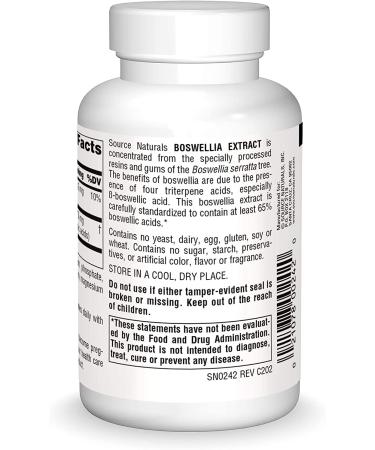 Source Naturals Boswellia Extract 100 Tablets - Natural Joint Support & Anti-Inflammatory - Buy Online on GoSupps.com