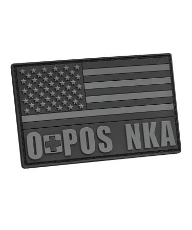 Blackout USA America Flag OPOS O+ O POS NKA Blood Type No Known Drug Allergies Tactical PVC Rubber Patch