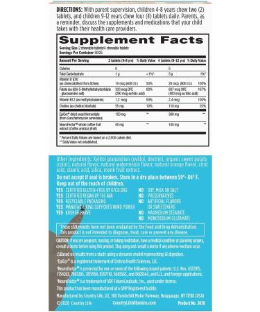 Country Life Gut Connection Kids Cognitive Balance - Sweet & Sour Chewable Tablets (100 Count) - Buy Online on GoSupps.com