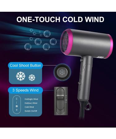 1800W Professional Salon Hair Dryer | Fast Drying Anion Technology with Diffuser & Nozzles | Portable & Foldable for Home Use - Buy Online on GoSupps.com