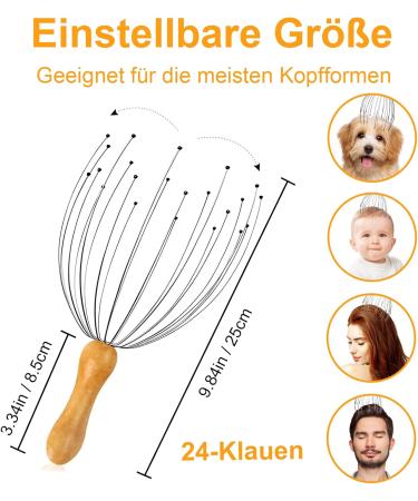 PHAVESAS Head Massager with 24 Fingers - Bamboo Handle Scalp Massager for Ultimate Relaxation - Buy Online on GoSupps.com