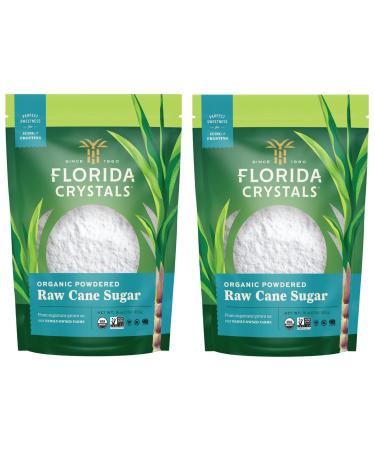 Florida Crystals Organic Powdered Raw Cane Sugar 16 OZ Pouch (Pack of 2) 16 Ounces