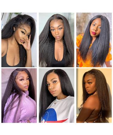 Veravicky 24 Kinky Straight Lace Front Human Hair Wig for Black Women - 150% Density Pre-Plucked with Baby Hair, 13x4 Yaki Straight Frontal, Virgin Hair Glueless Wig - Buy Online on GoSupps.com