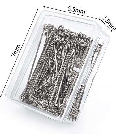 100 Pack 2 Inch Wig T-Pins with Plastic Box - Silver Steel T-Pins for Blocking Knitting, Modeling, and Crafts - Buy Online on GoSupps.com